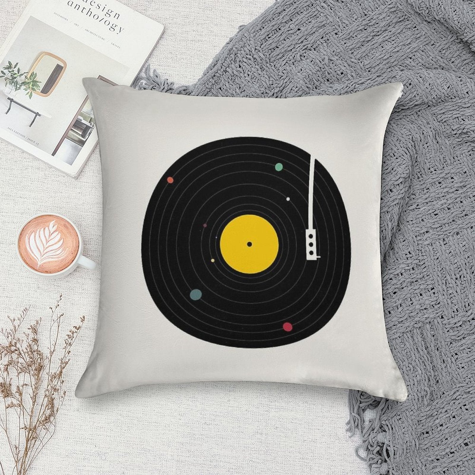 Music Everywhere Soft Shrink-Resistant Throw Pillow