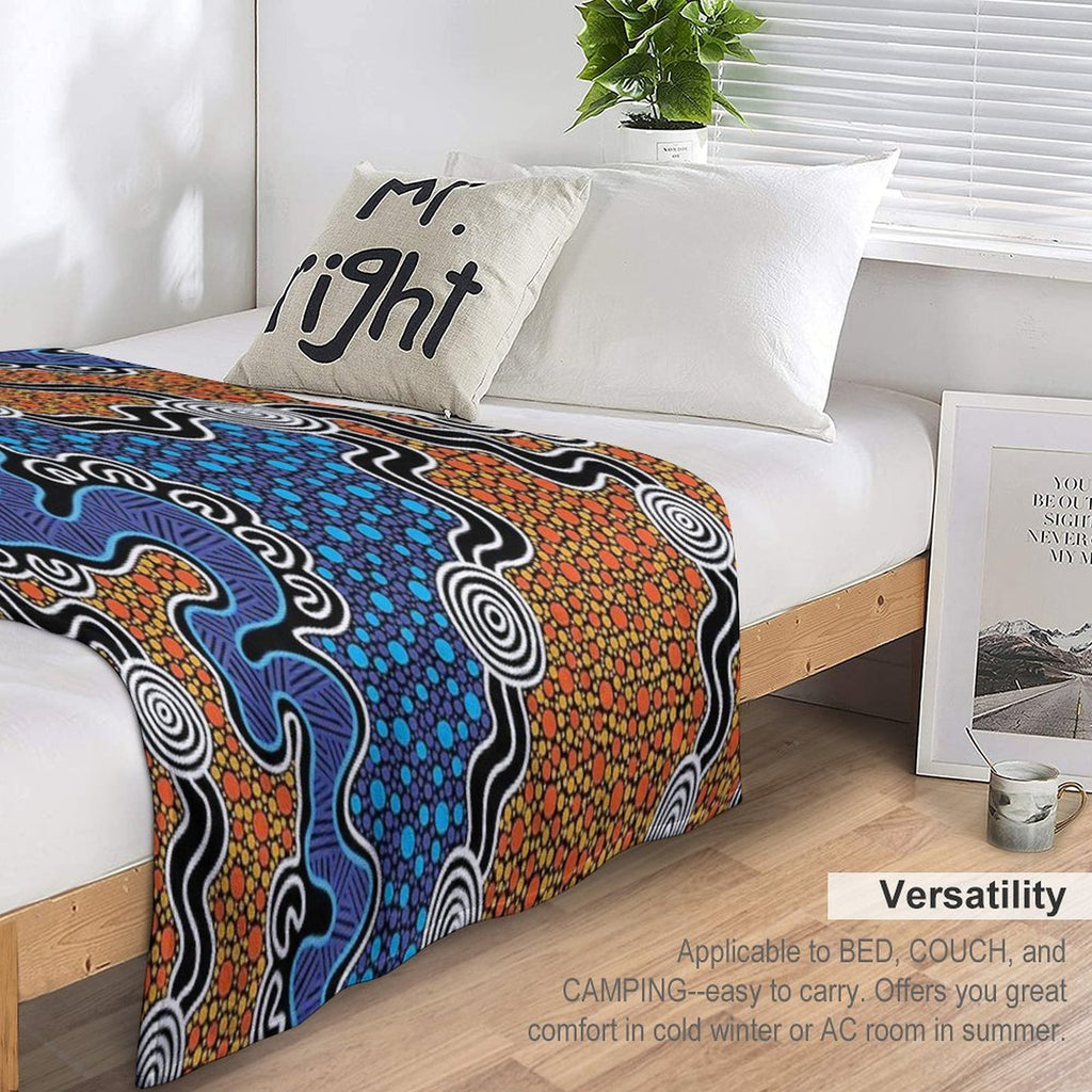 Authentic Aboriginal Art - Gift-ready Throw Blanket