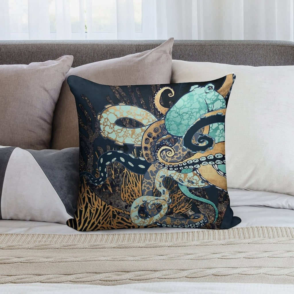Metallic Octopus II Soft Decorative Cover Throw Pillow