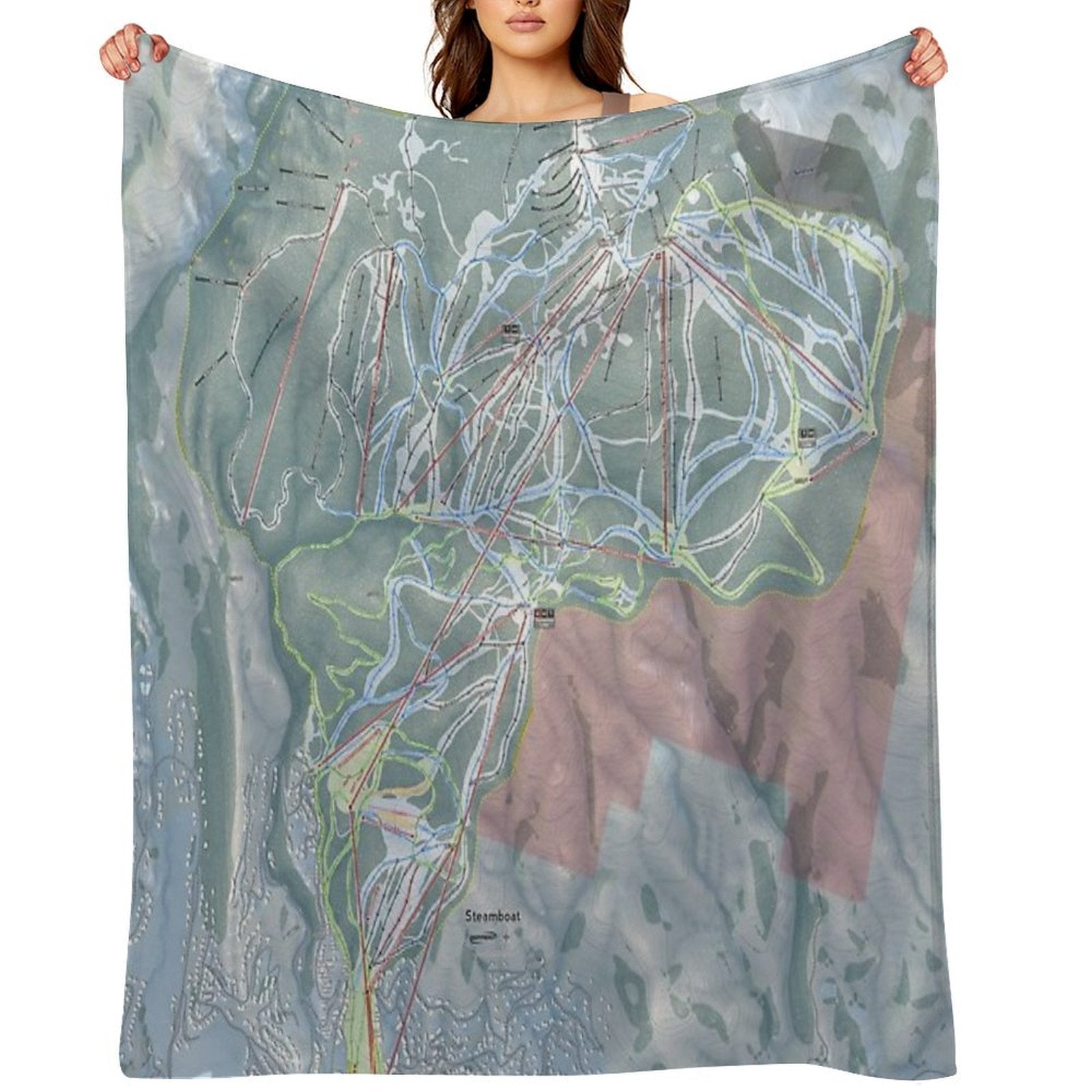 Steamboat Resort Trail Map Premium Throw Blanket