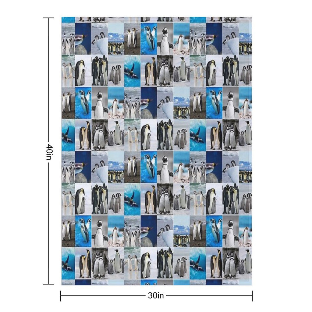 Arctic Penguin Photo Collage Shrink-resistant Throw Blanket