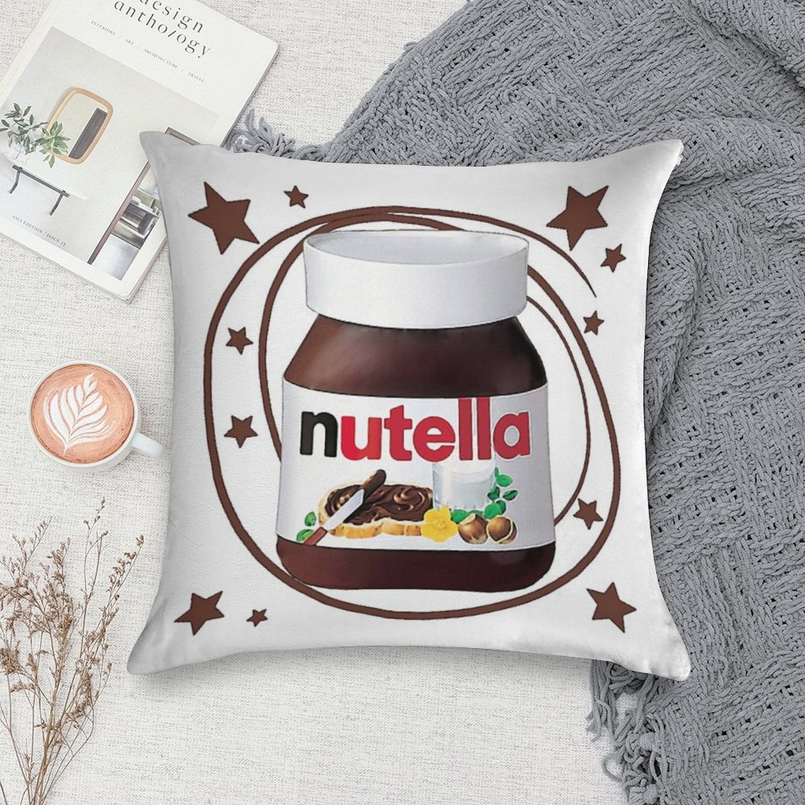Nutella Swirls Soft Washable Throw Pillow