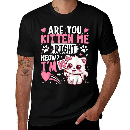 10th Birthday Girl 10 Year Old Kitten Cat Happy Bday  Tagless Design T-Shirt