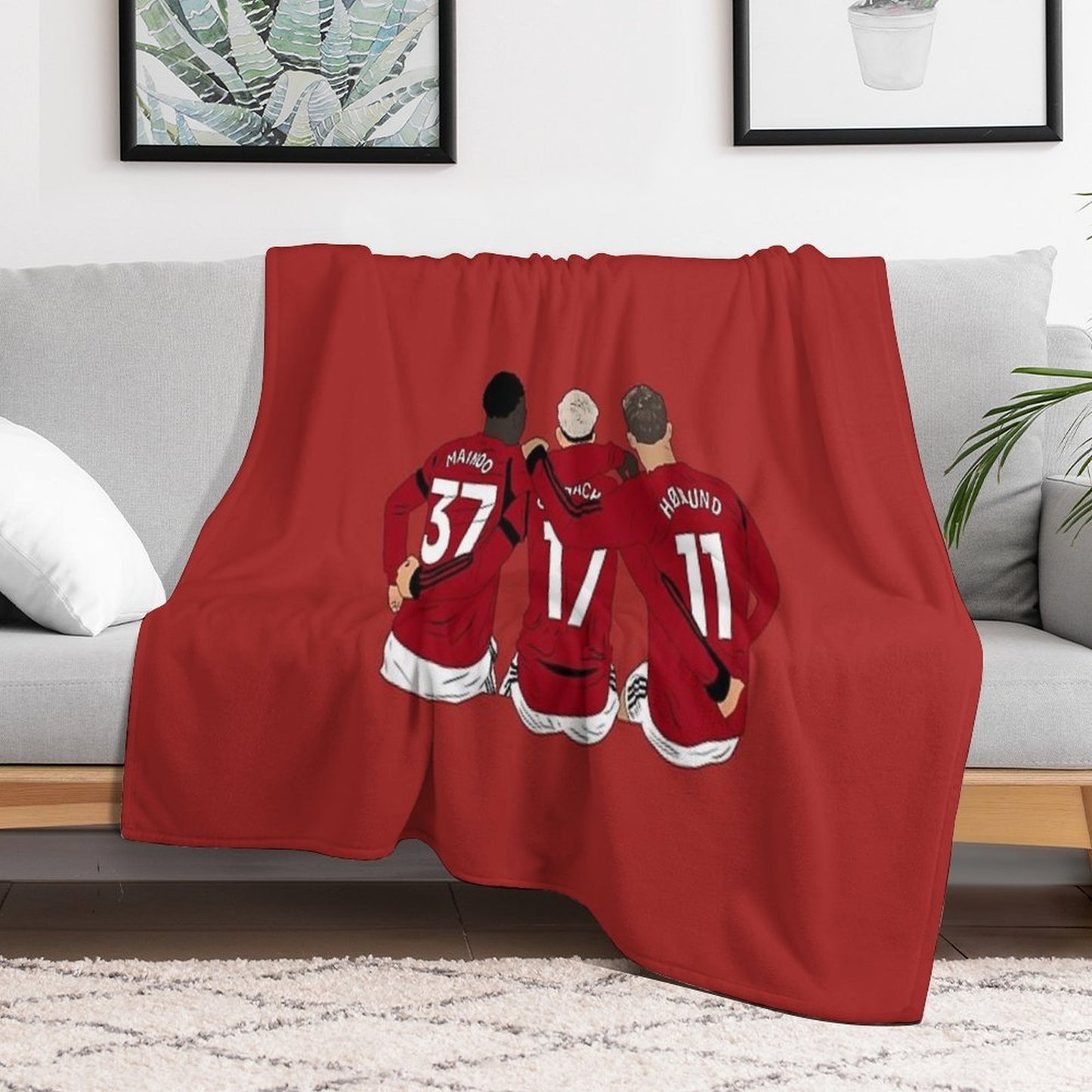 Kobbie Mainoo Alejandro Garnacho Rasmus Hojlund United Youth Trinity Minimalist Anti-pilling Throw Blanket