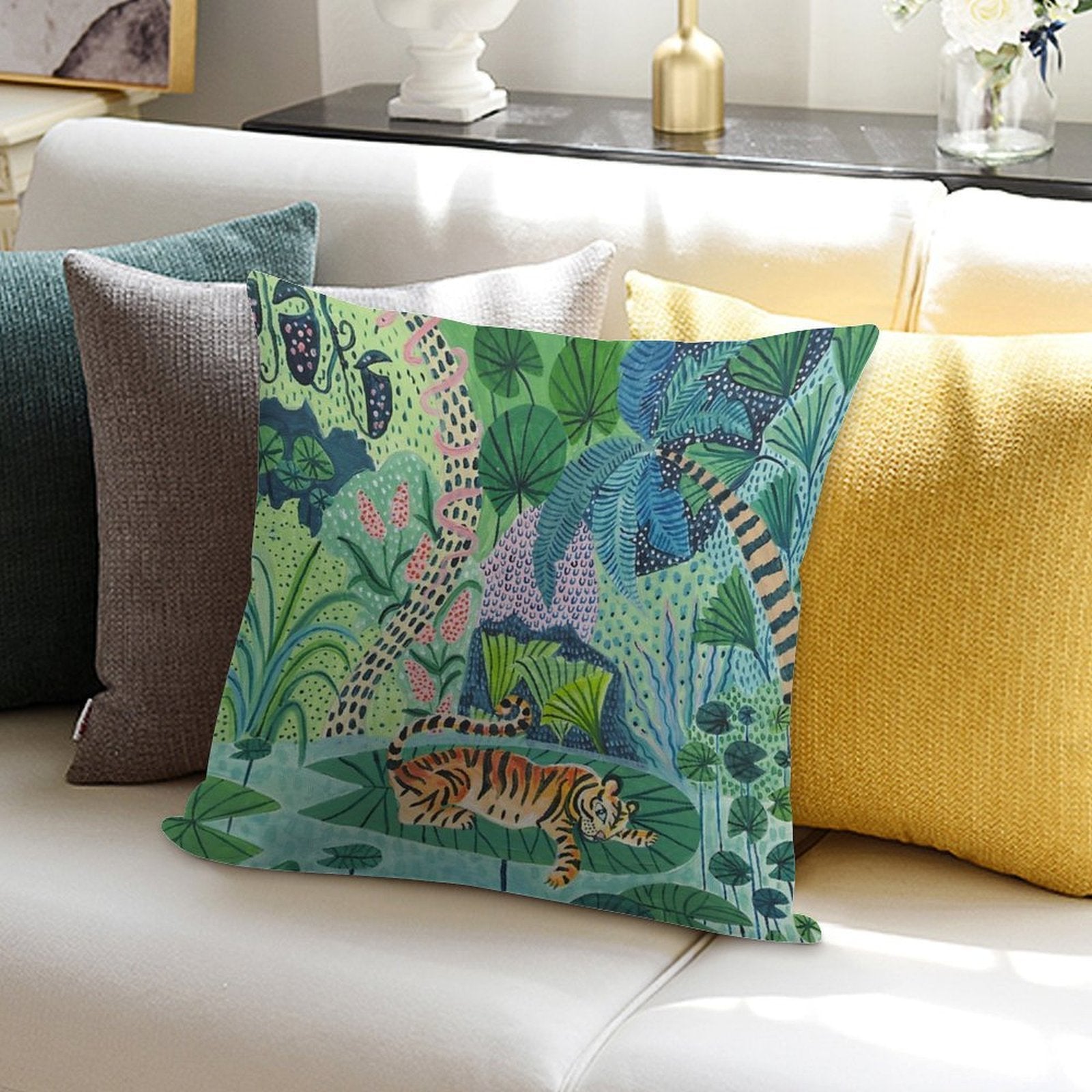 Jungle Tiger Soft Shrink-Resistant Throw Pillow