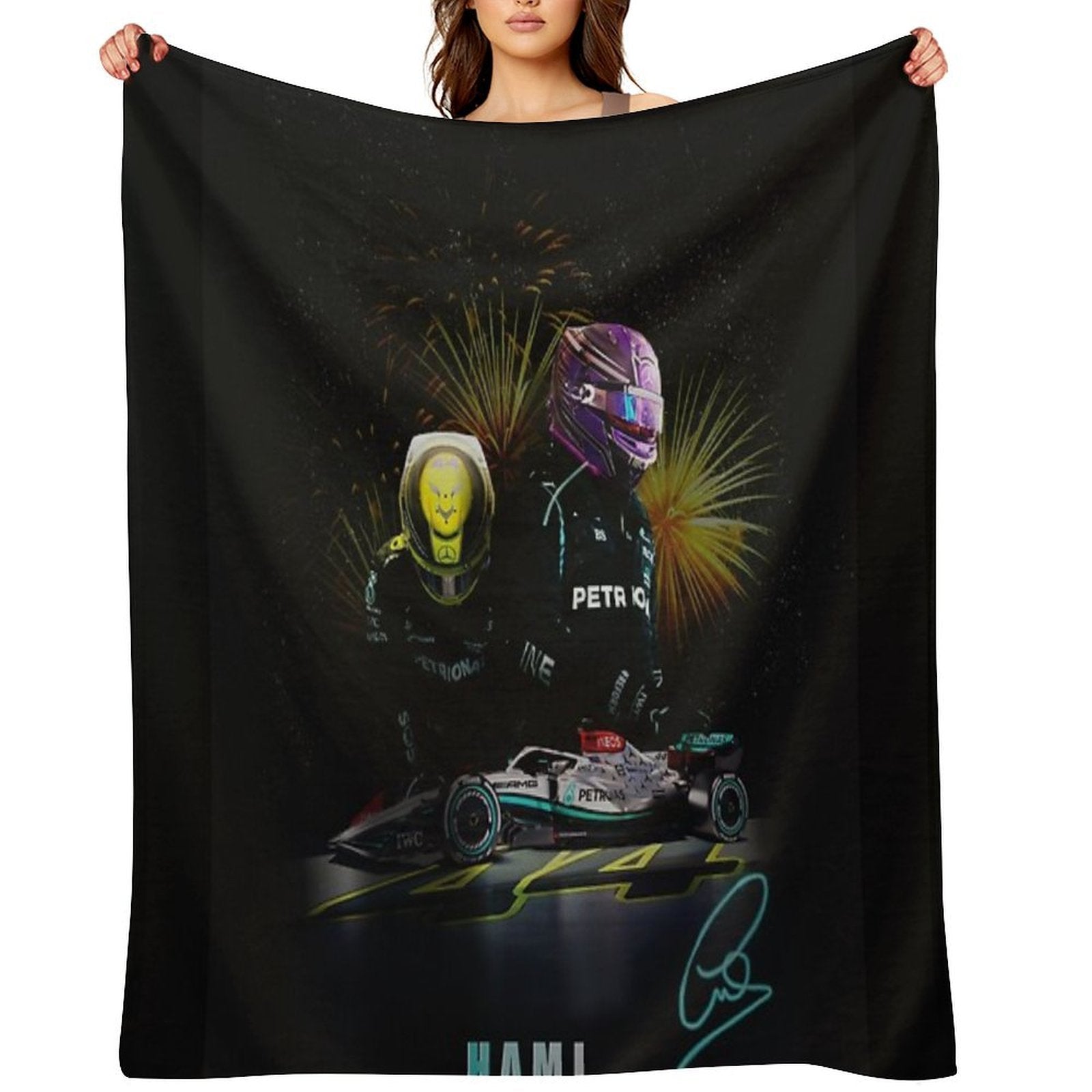 Lewis Hamilton Digital Art Posters Plush Throw Blanket