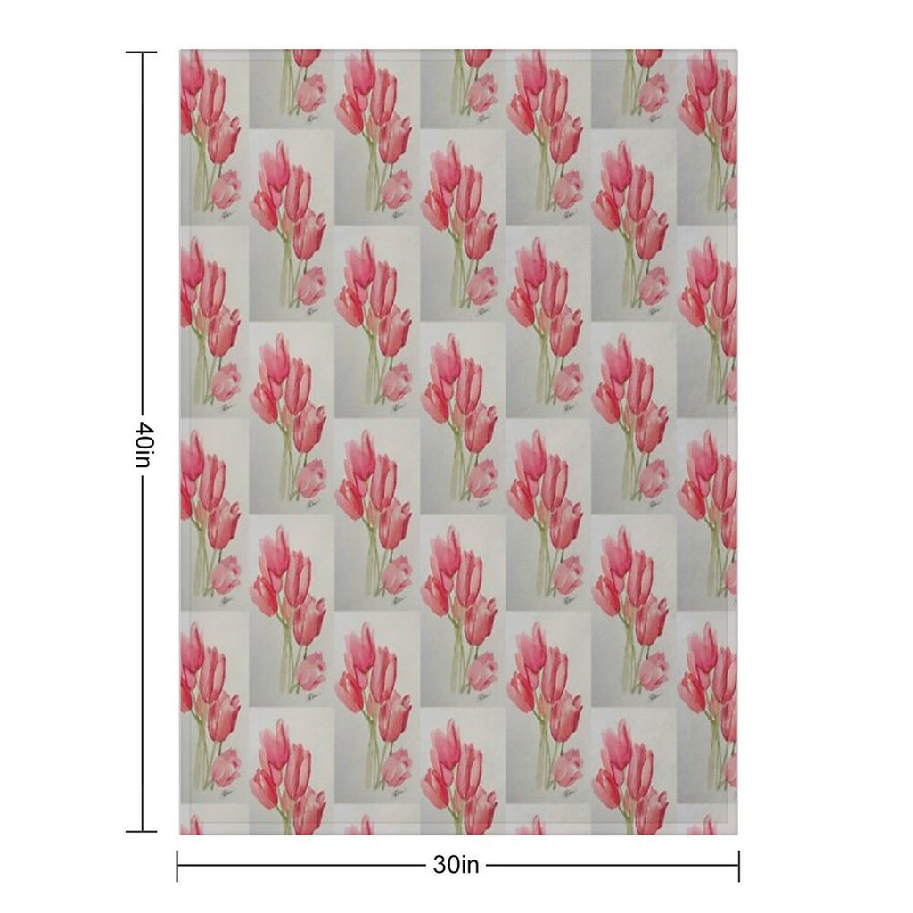 Pink Tulips Premium Throw Blanket
