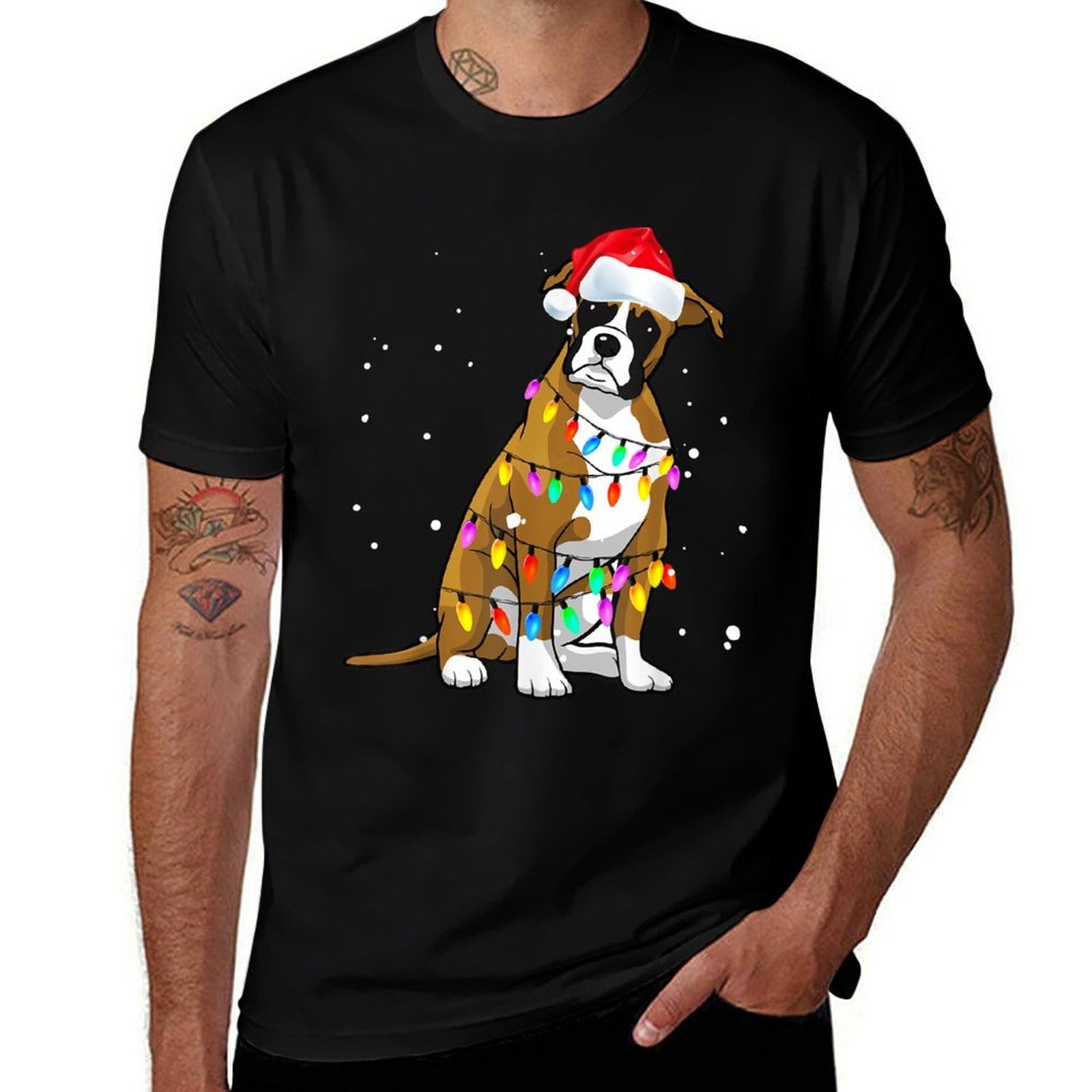 Boxer Christmas Boxer Dog Christmas Gift Men Women Kids  Fade-proof Color T-Shirt