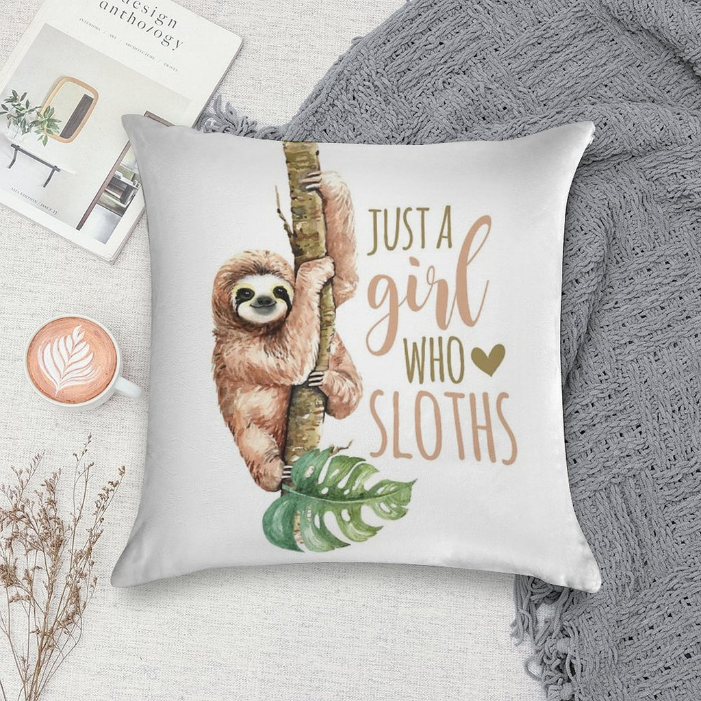Just A Girl Who Loves Sloths Soft Bedroom Essential Throw Pillow