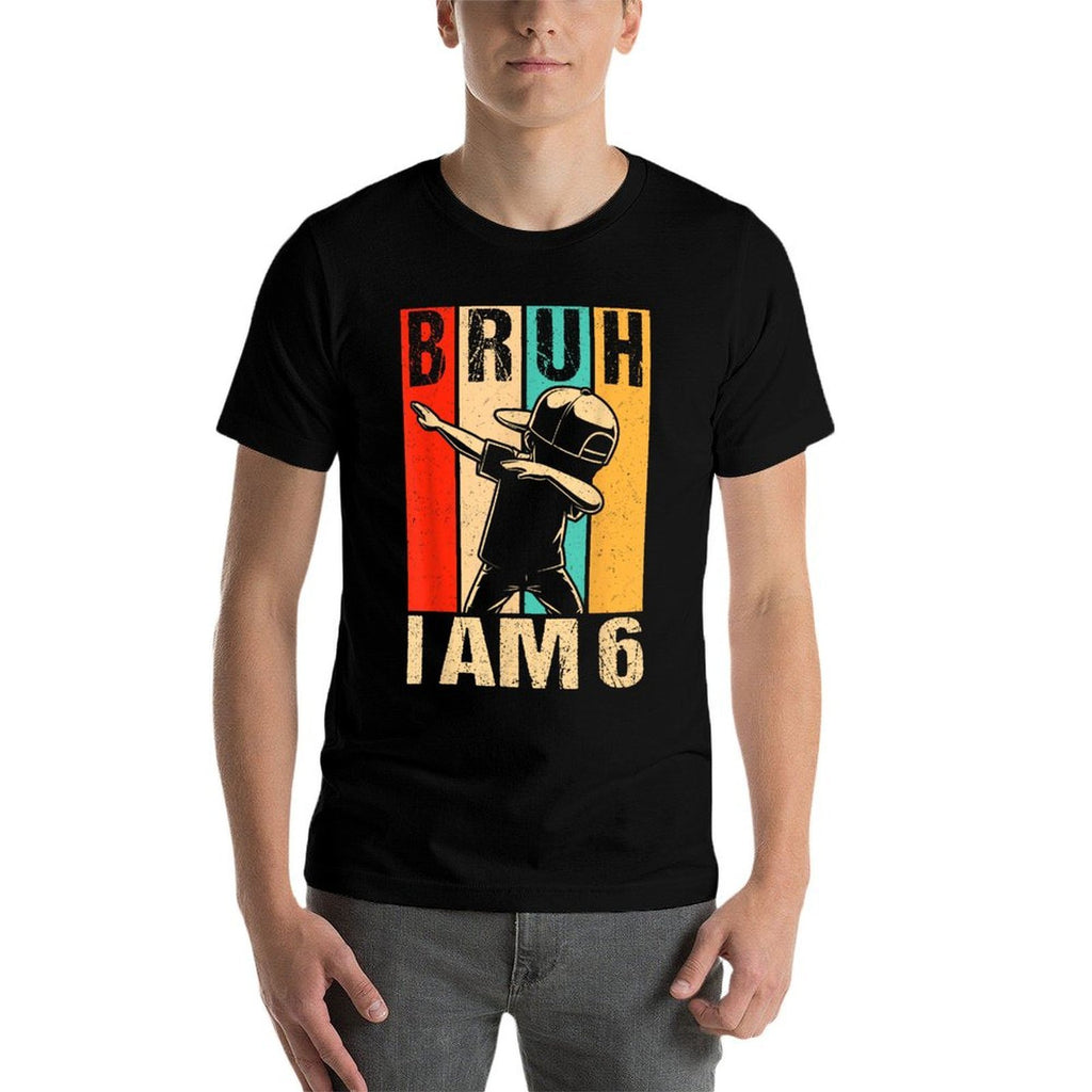 6 Year Old Birthday Dabbing Boy Bruh Its My 6th Birthday  Ribbed Collar T-Shirt