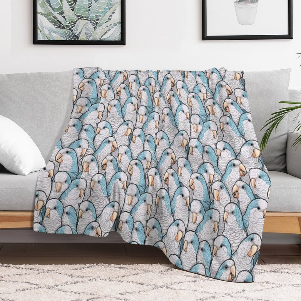 Blue Quaker Monk Parakeets Lightweight Throw Blanket