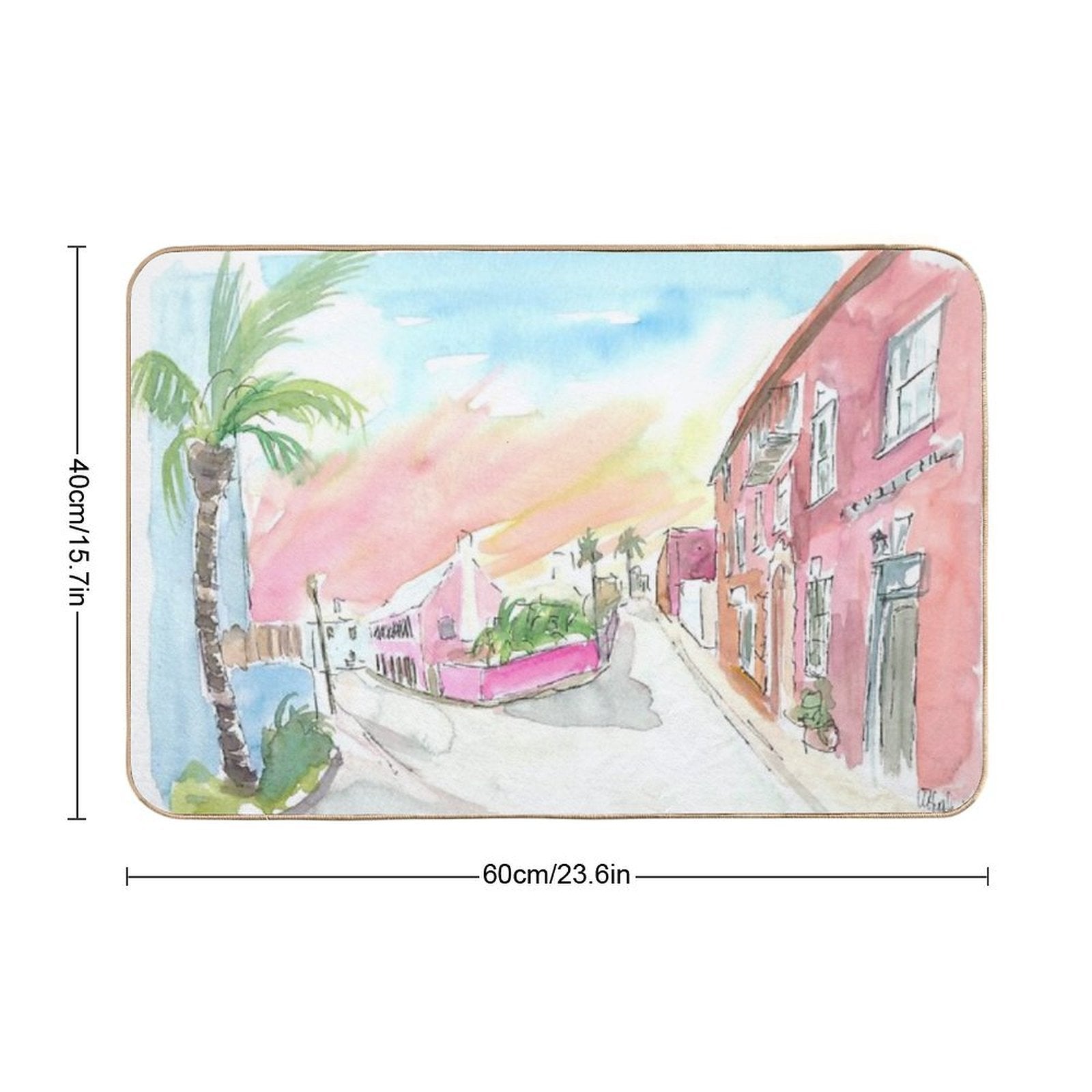 Sunny Bermuda Street Scene In St George's  Rapid-Drying Bath Mat