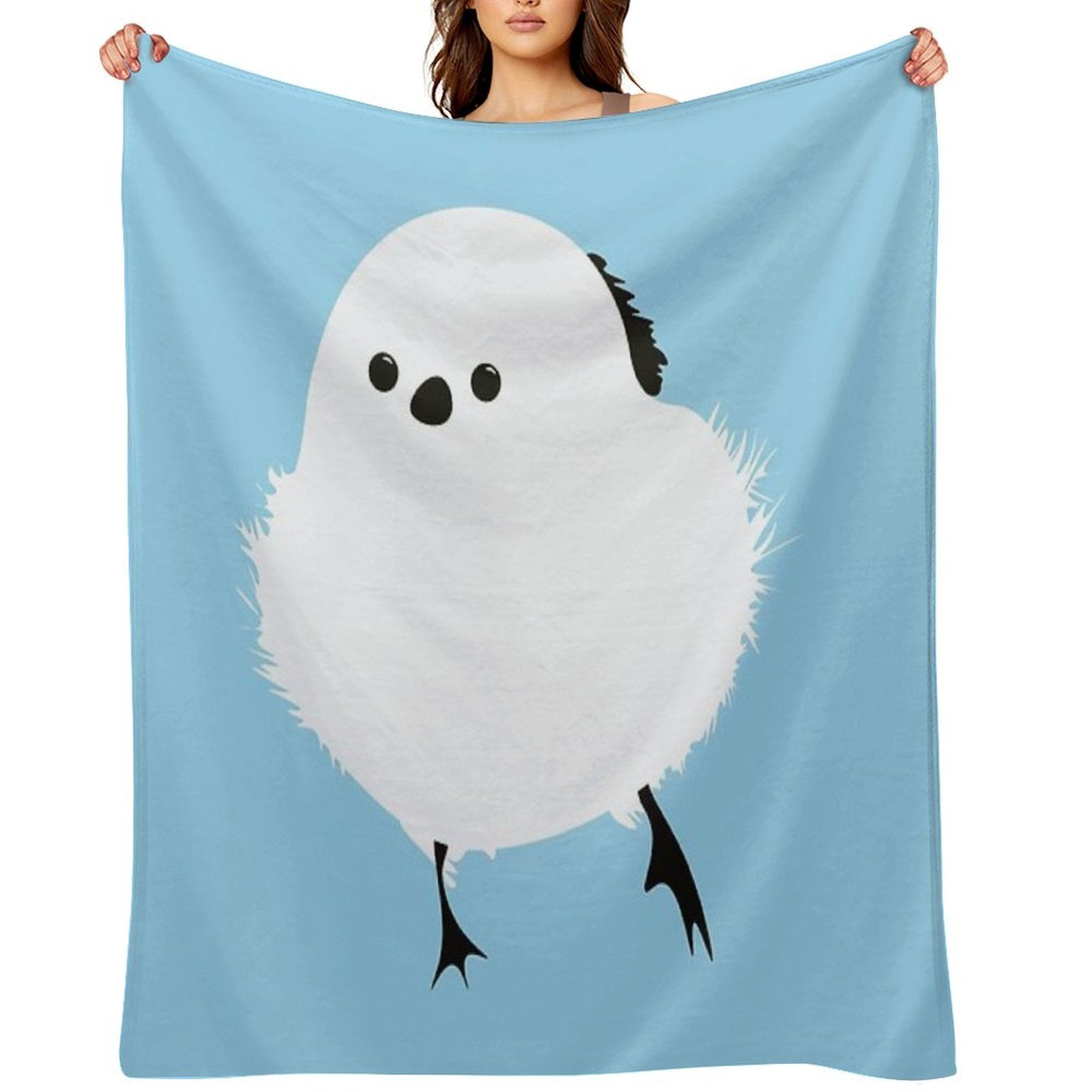 Chubby Round Bird - Shima Enaga Travel-friendly Throw Blanket