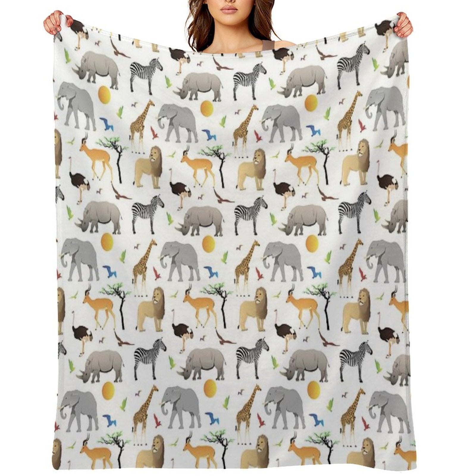 Safari Savanna Various Animals Eco-conscious Throw Blanket