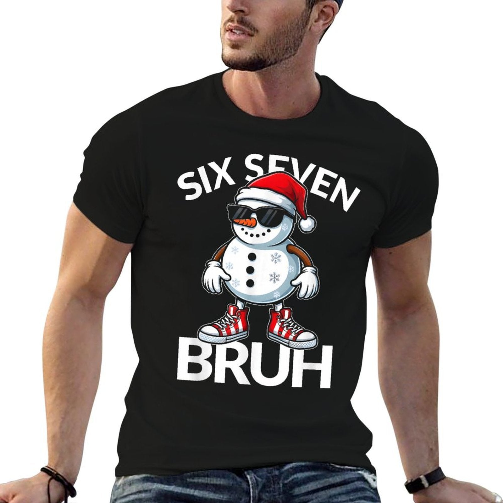 Bruh Six Seven 6 7 Meme Christmas Funny Xmas Mens Kids Women Comfortable T-Shirt