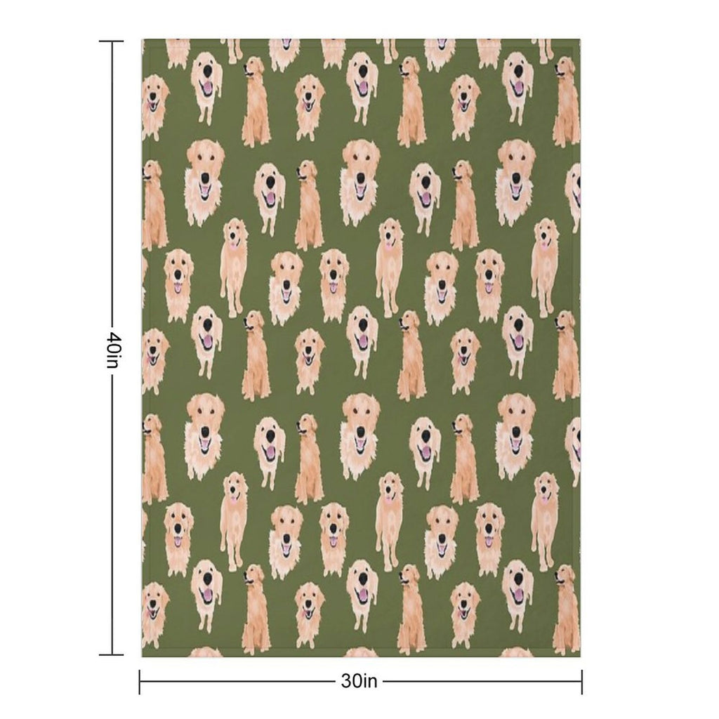 Golden Retrievers Olive Quick-dry Throw Blanket