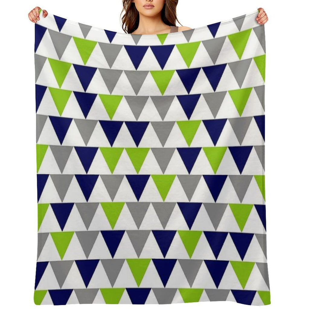 Arrows Lime Green,  Bright Navy Blue, Grey, And White Geometric Pattern Durable Throw Blanket