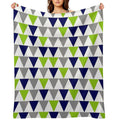 Arrows Lime Green,  Bright Navy Blue, Grey, And White Geometric Pattern Durable Throw Blanket