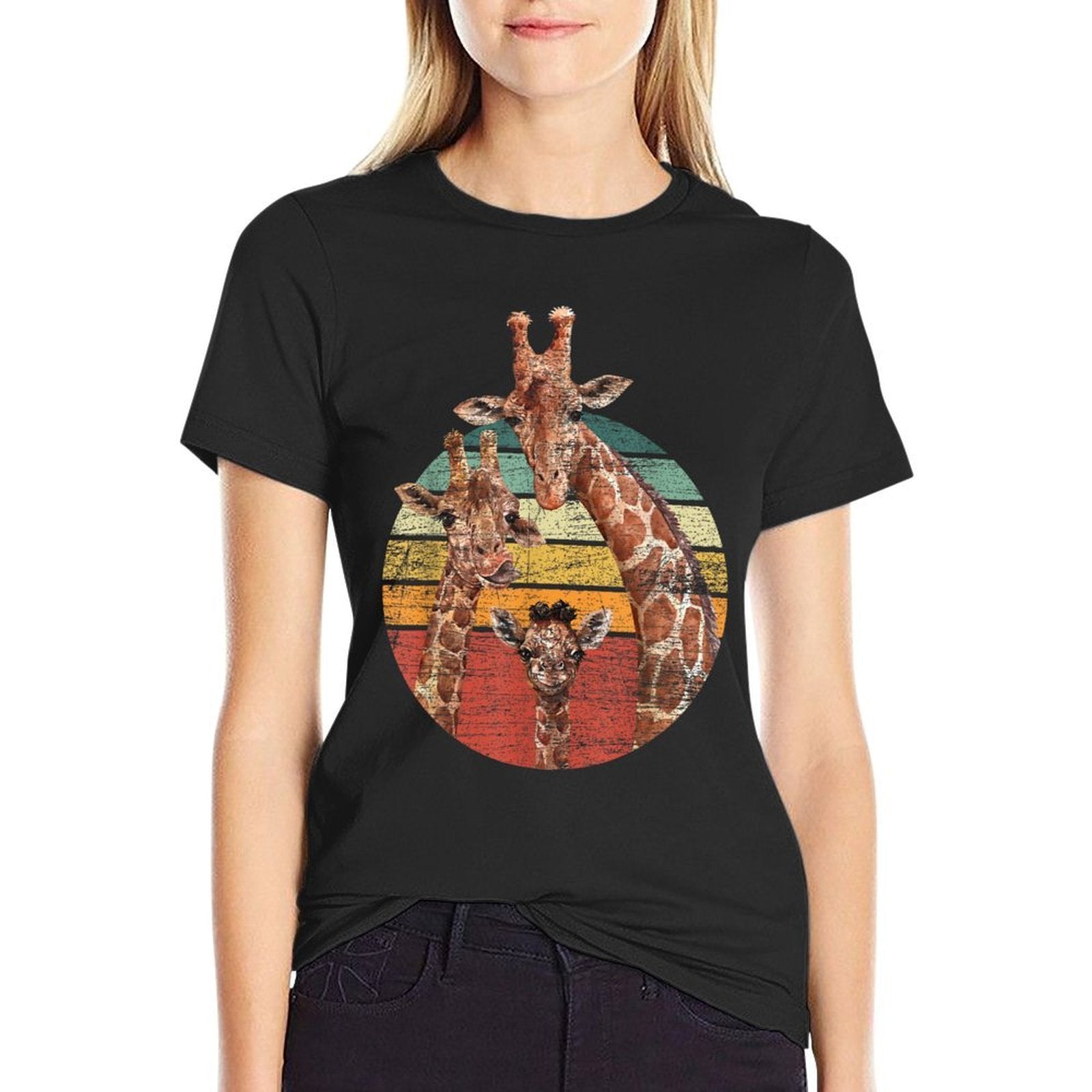 Animal Lover Family African Safari Giraffe  High-quality Stitching T-Shirt