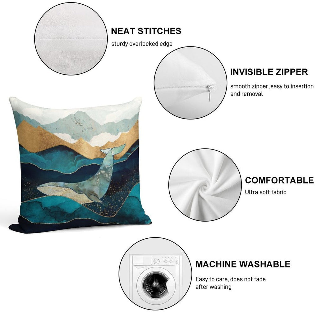 Blue Whale Soft Bedroom Essential Throw Pillow