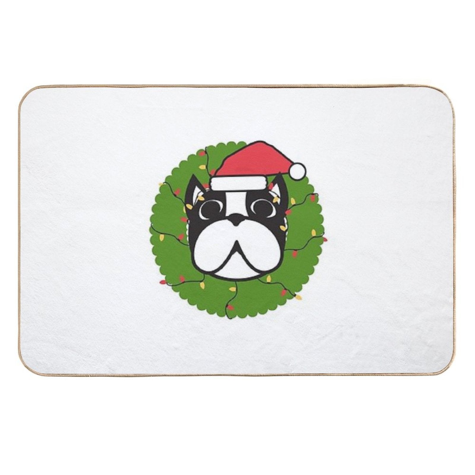 Cute Boston Terrier Merry Christmas Tree Funny Hello Winter Essential T-Shirt  Rapid-Drying Bath Mat