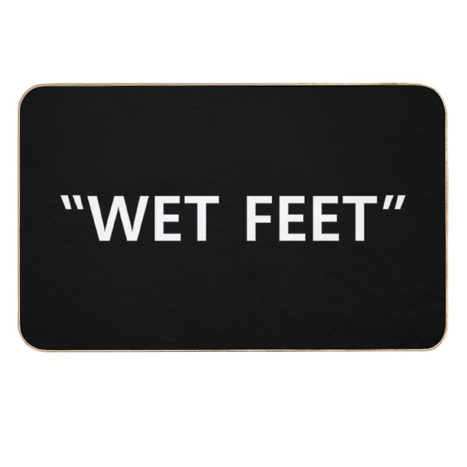 Wet Feet White on Black  Stain-Proof Bath Mat