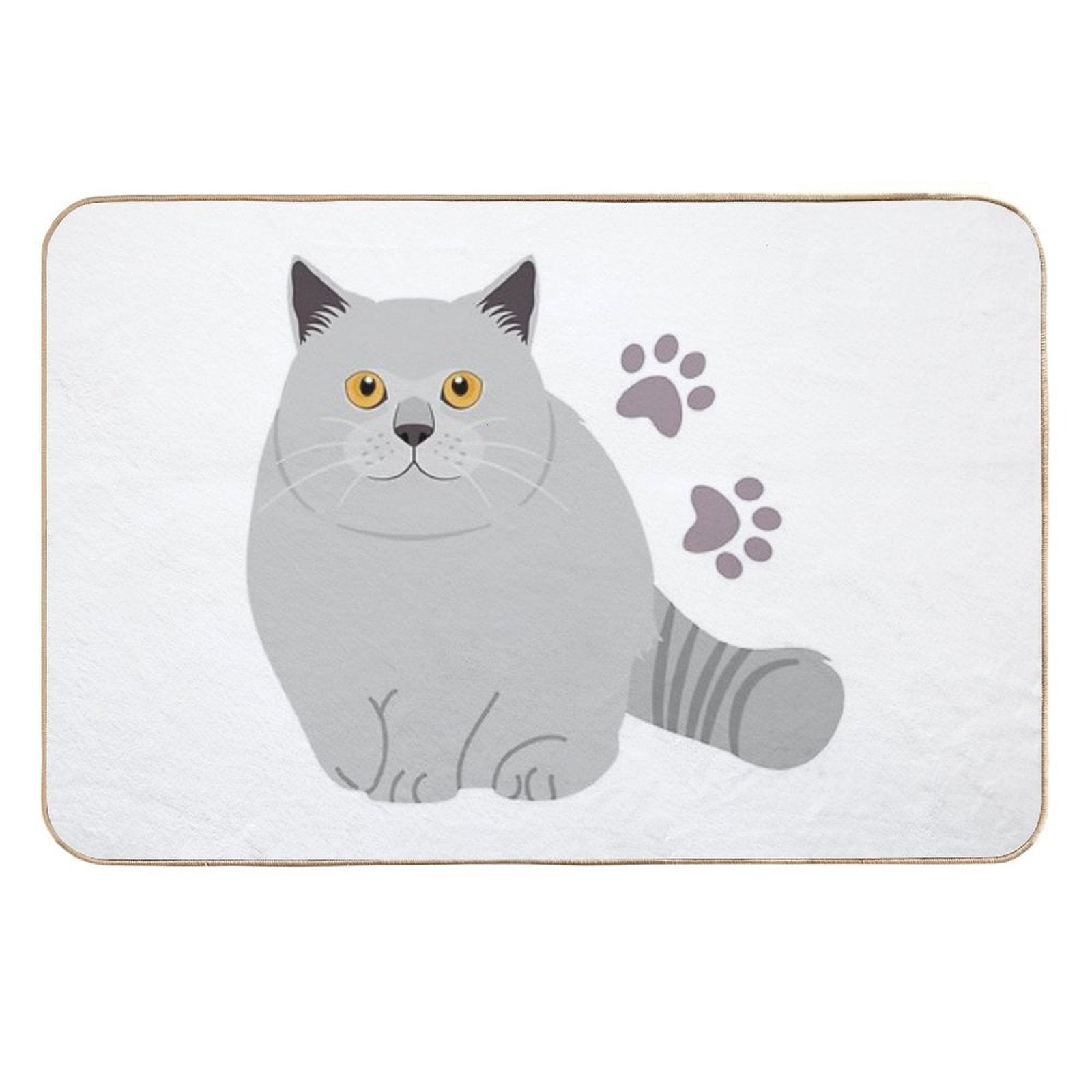 British Shorthair Cat And Paw Print  Rapid-Drying Bath Mat
