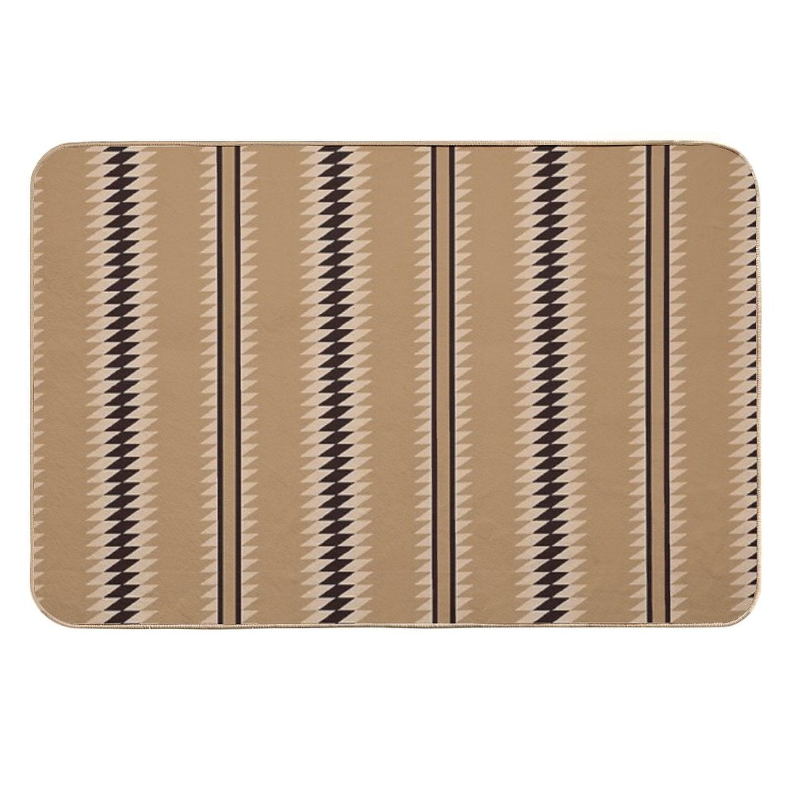 Navajo Stripes Cream And Black  Slip-Resistant Bath Mat
