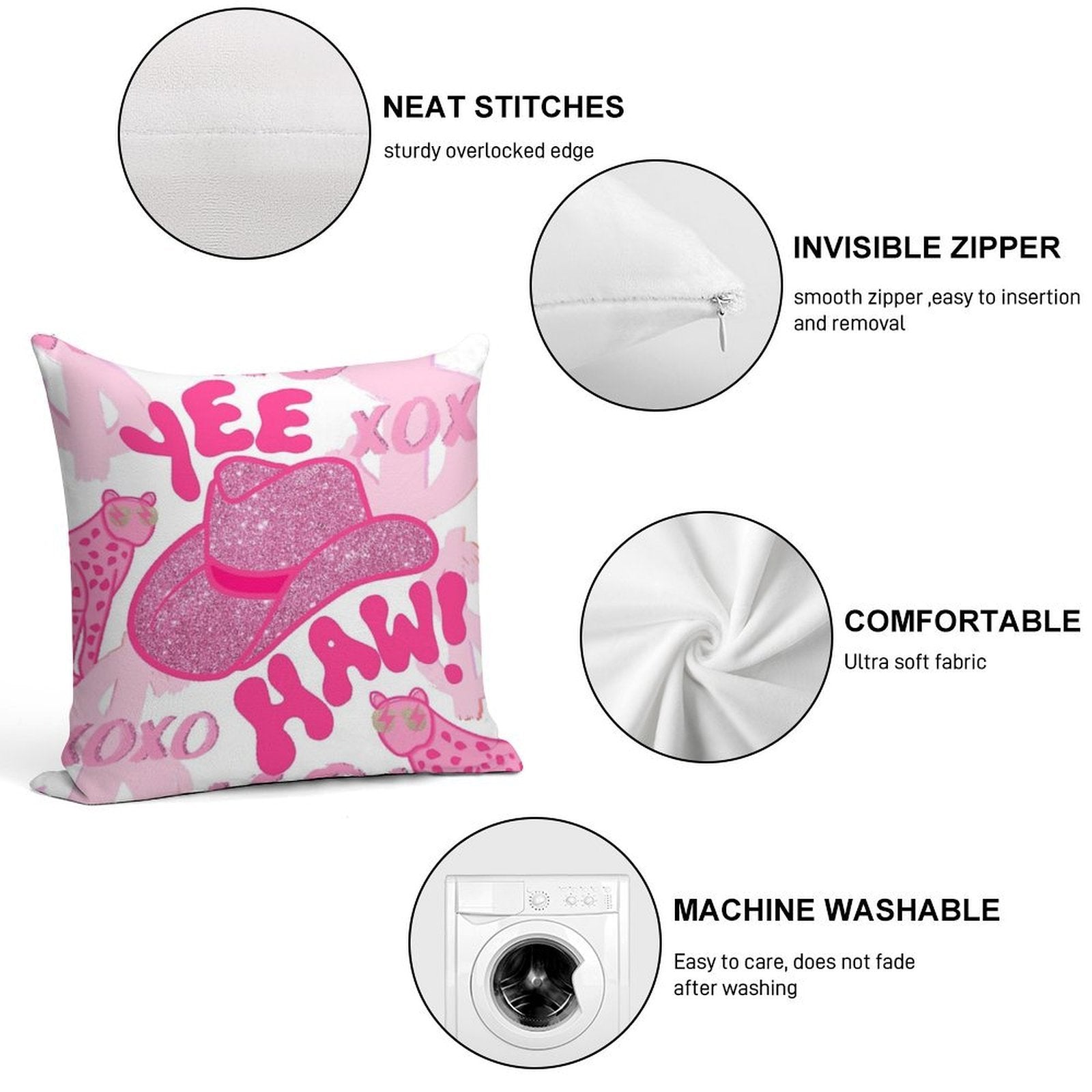 YEEHAW! Soft Ultra-Soft Texture Throw Pillow