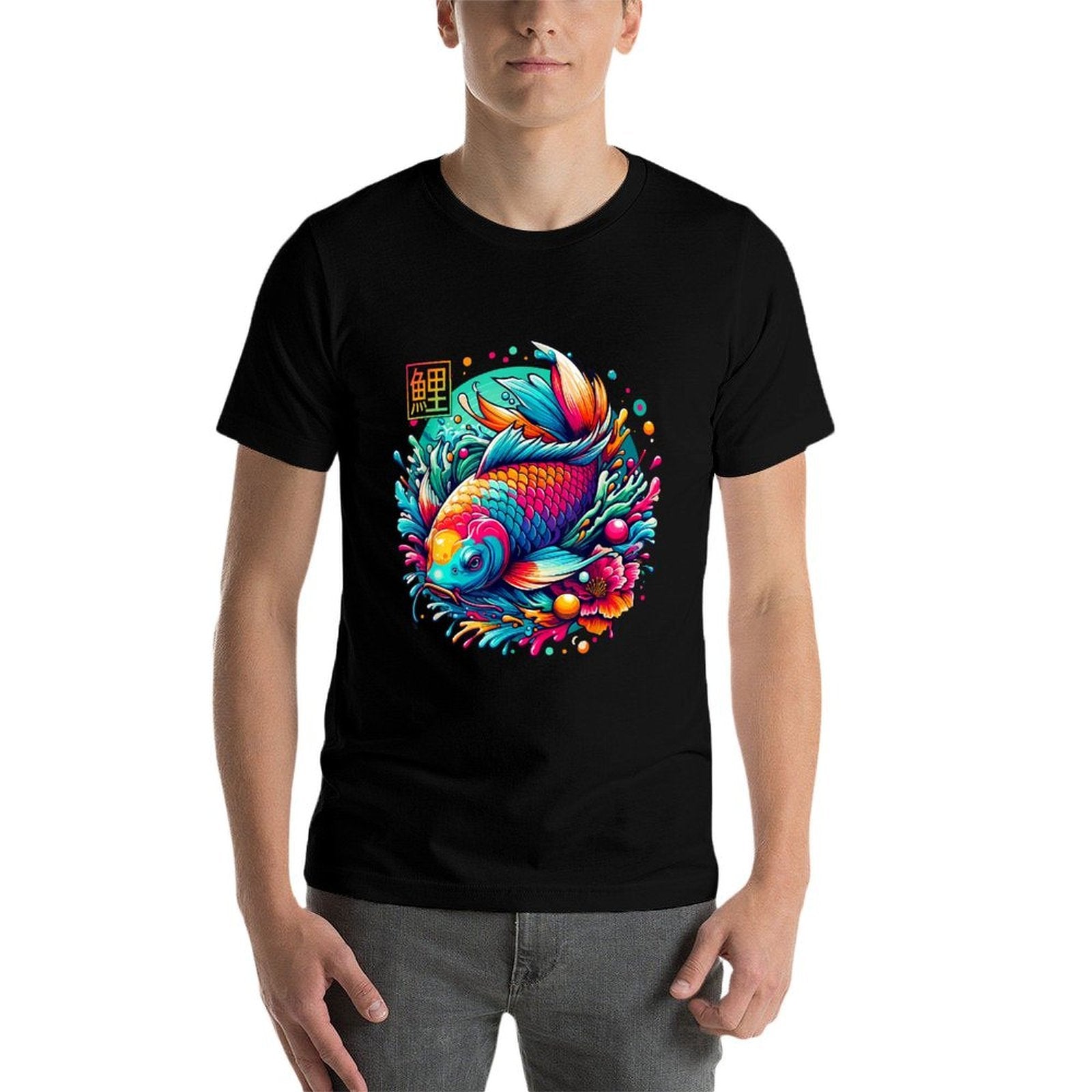 Japanese Koi Fish Colorful Sakura Flower Koi Carp Fish  Vintage-inspired T-Shirt