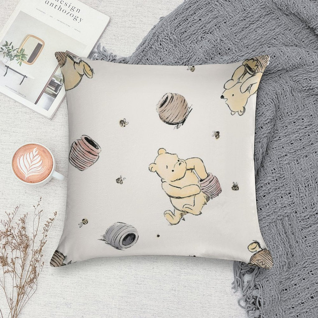 Vintage Pooh Soft Reinforced Edging Throw Pillow