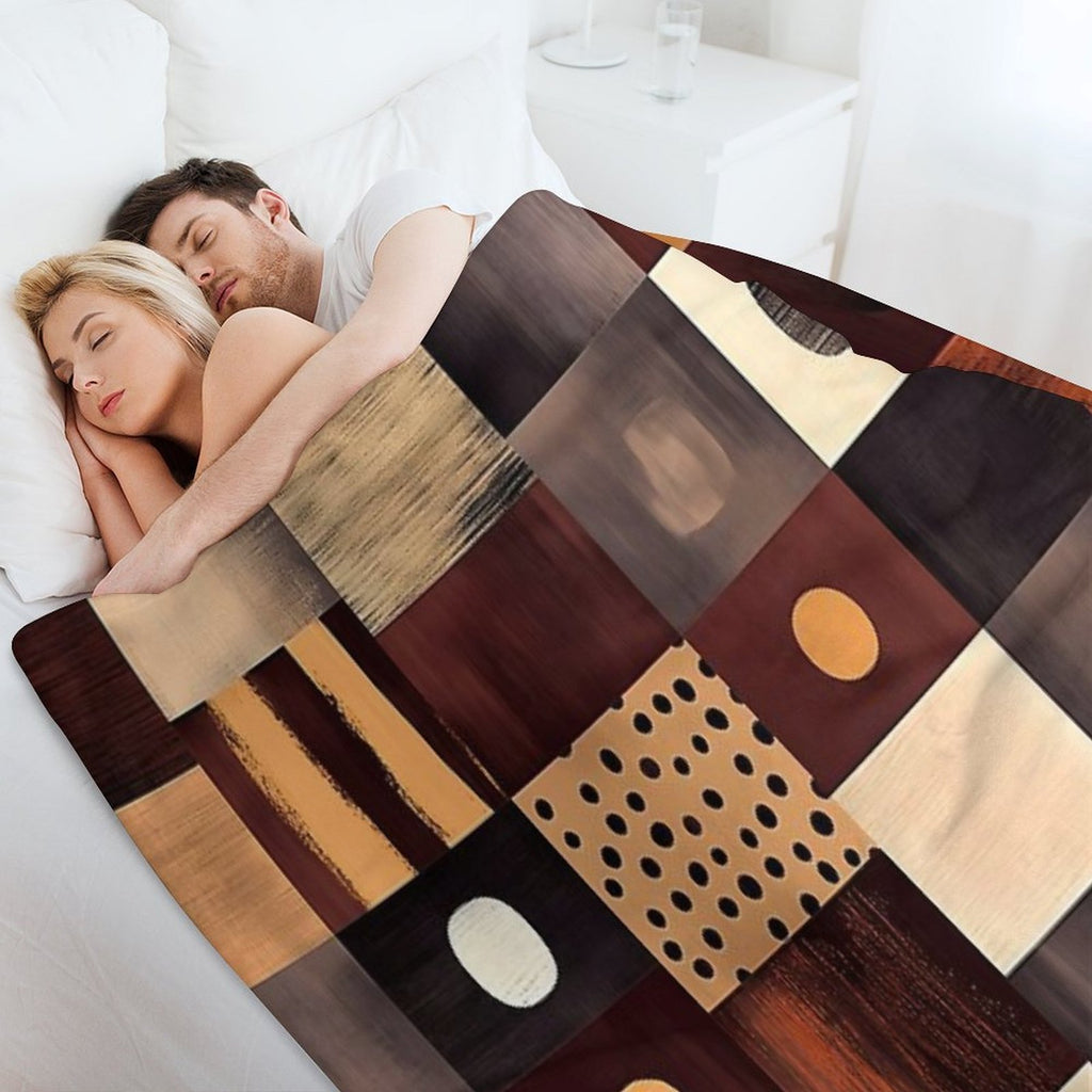 Abstract Rectangular Pattern in Burgundy, Cream, And Gold Wrinkle-free Throw Blanket