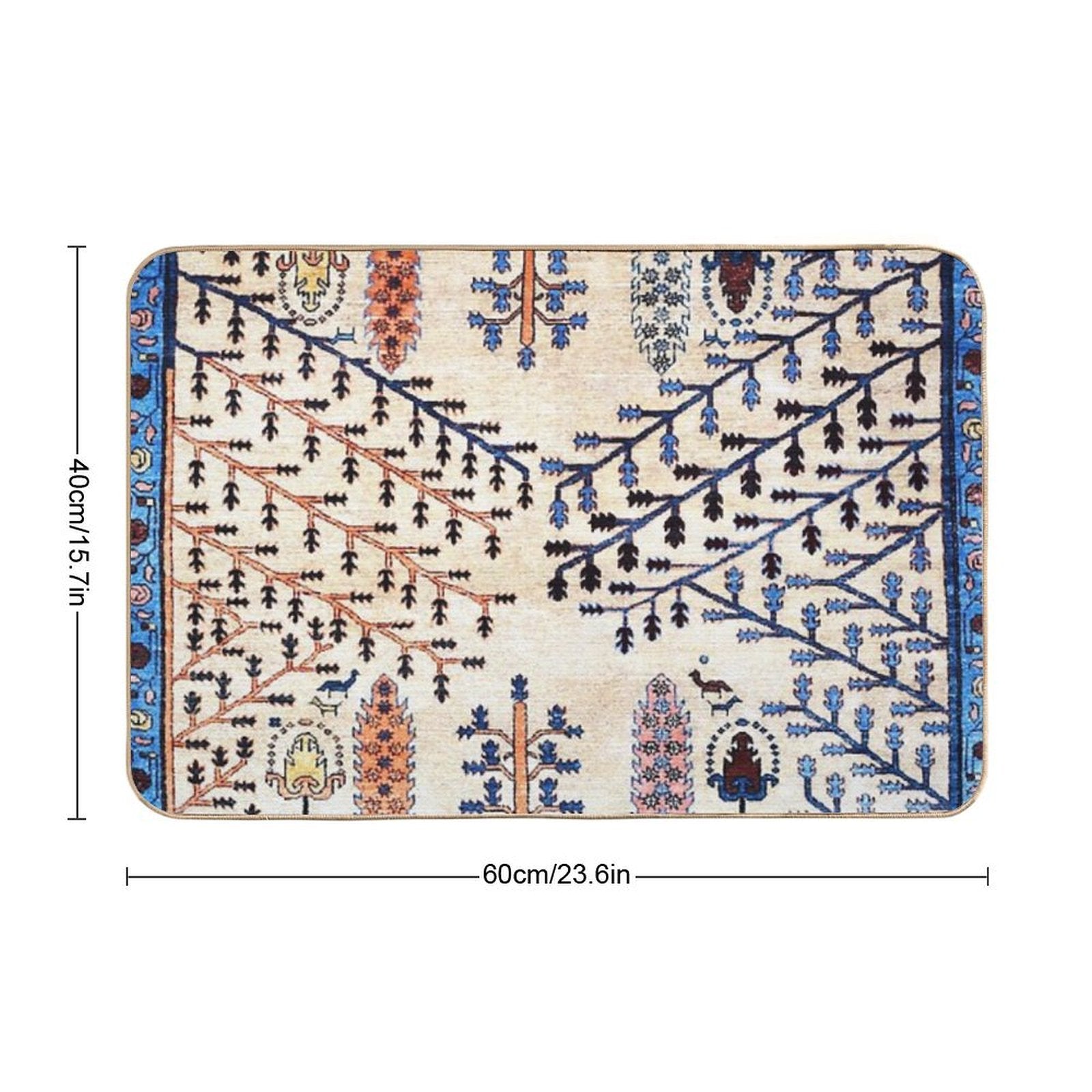 Floral Garden Persian Rug Print  Easy Maintenance Bath Mat