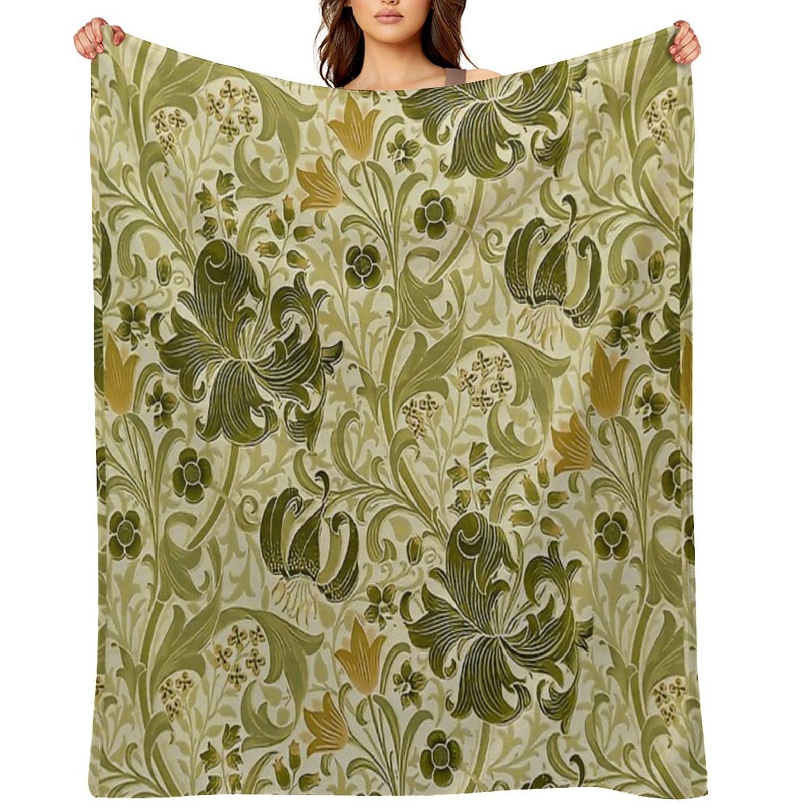 William Morris - Honeysucklea 'No,02. Lightweight Throw Blanket