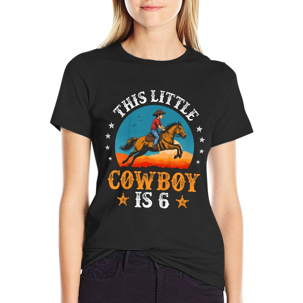 Kids Cowboy 6th Birthday Boys 6 Year Old Rodeo Horse Riding  Moisture-wicking T-Shirt
