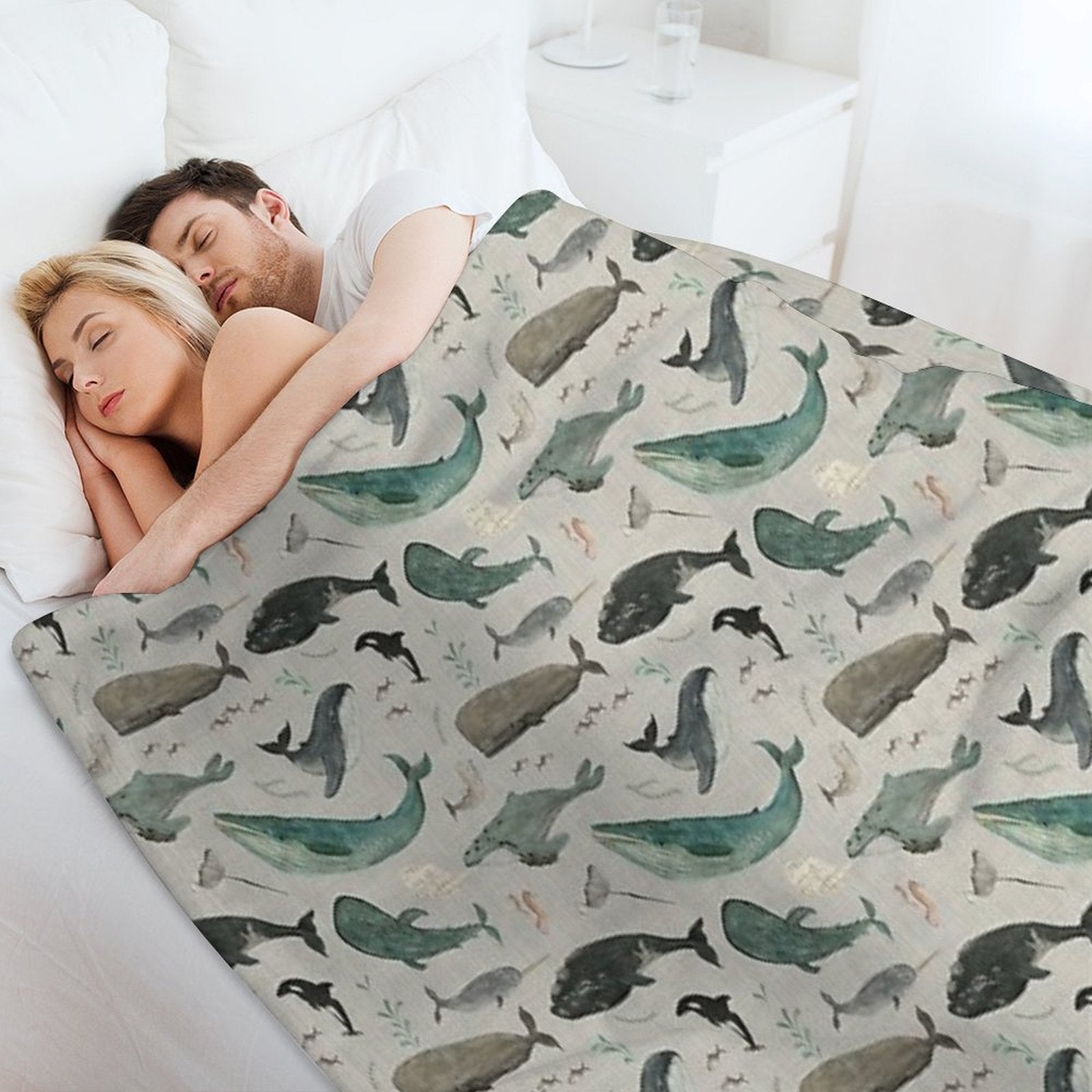Whale Song Gray All-season Throw Blanket
