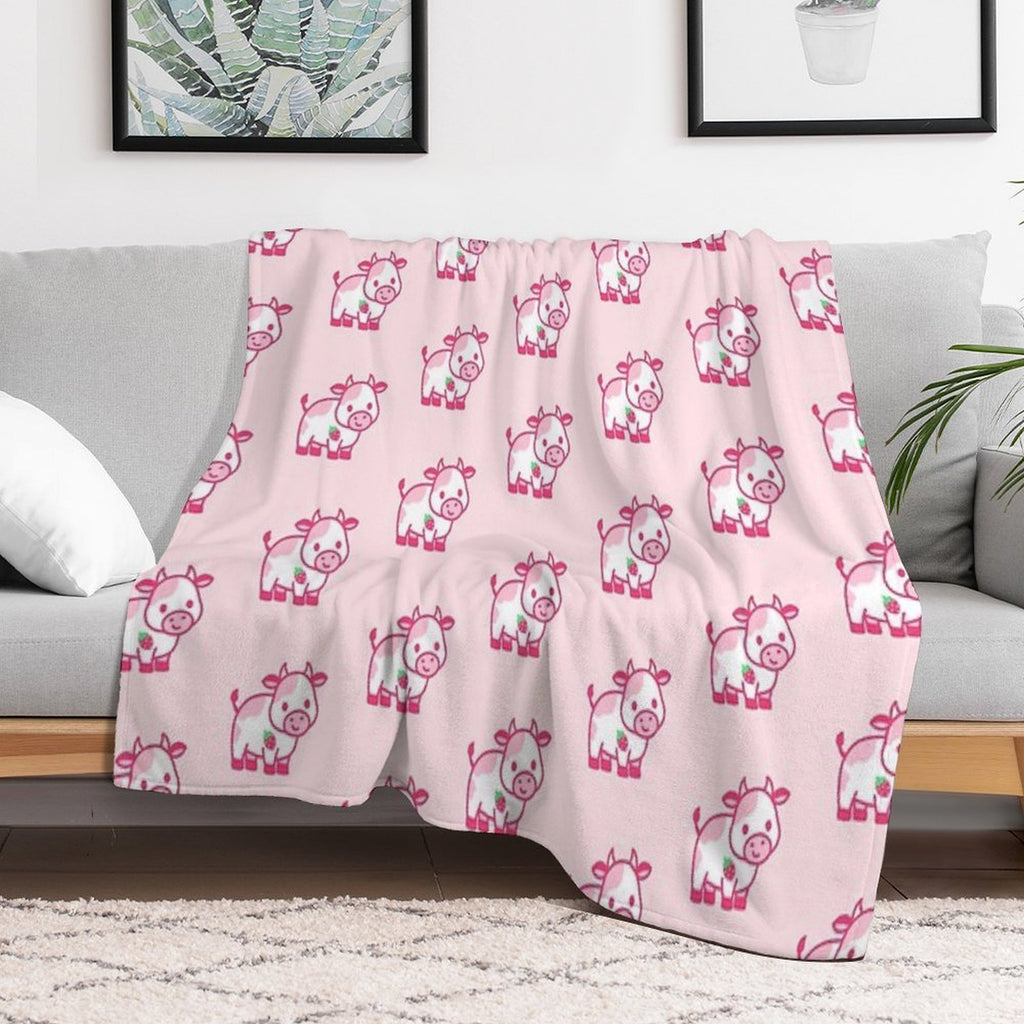 Strawberry Cow All-season Throw Blanket