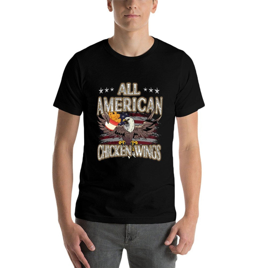 All Patriotic Chicken Wings American USA 4th of July  Rolled Sleeves T-Shirt