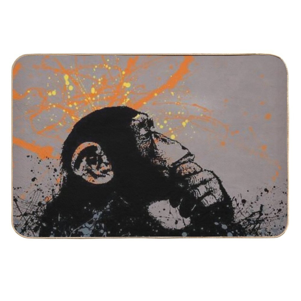 Thinker Monkey by Banksy  Easy To Clean Bath Mat