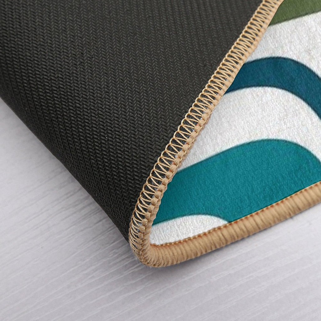 Palm Springs Retro Midcentury Modern Abstract Pattern in Moroccan Teal, Mustard, Orange, Olive And White  Easy To Clean Bath Mat