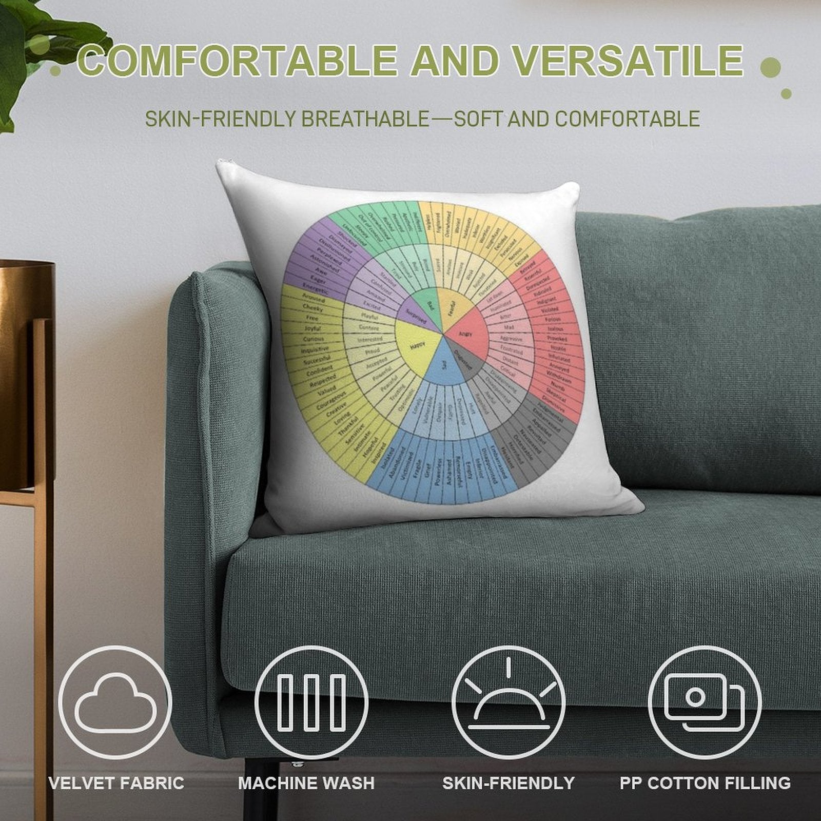 Feelings Wheel Soft Luxury Feel Throw Pillow