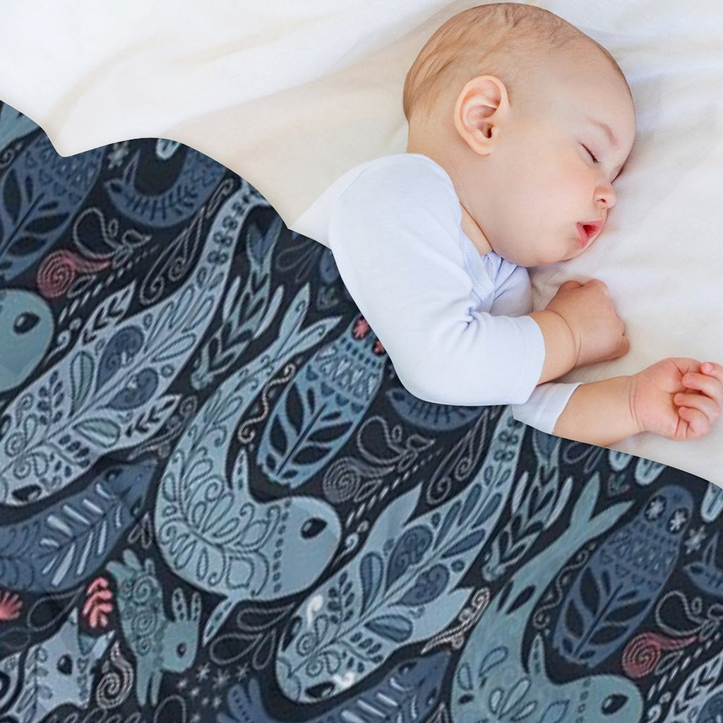 Arctic Animals. Narwhal, Polar Bear, Whale, Puffin, Owl, Fox, Bunny, Seal. Gift-ready Throw Blanket