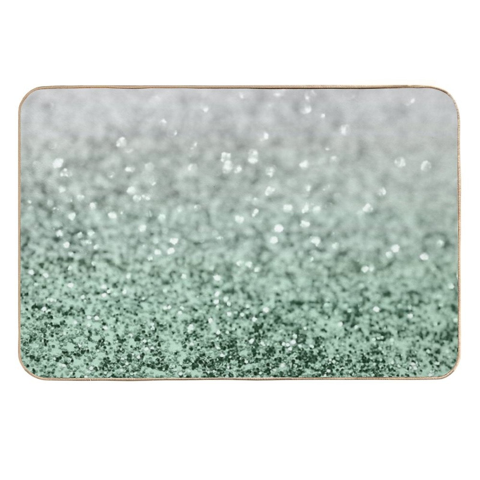 Silver Pastel Mint Green Ocean Glam #1 (Photo of Glitter Only - Not Reflective)  Repositionable Bath Mat