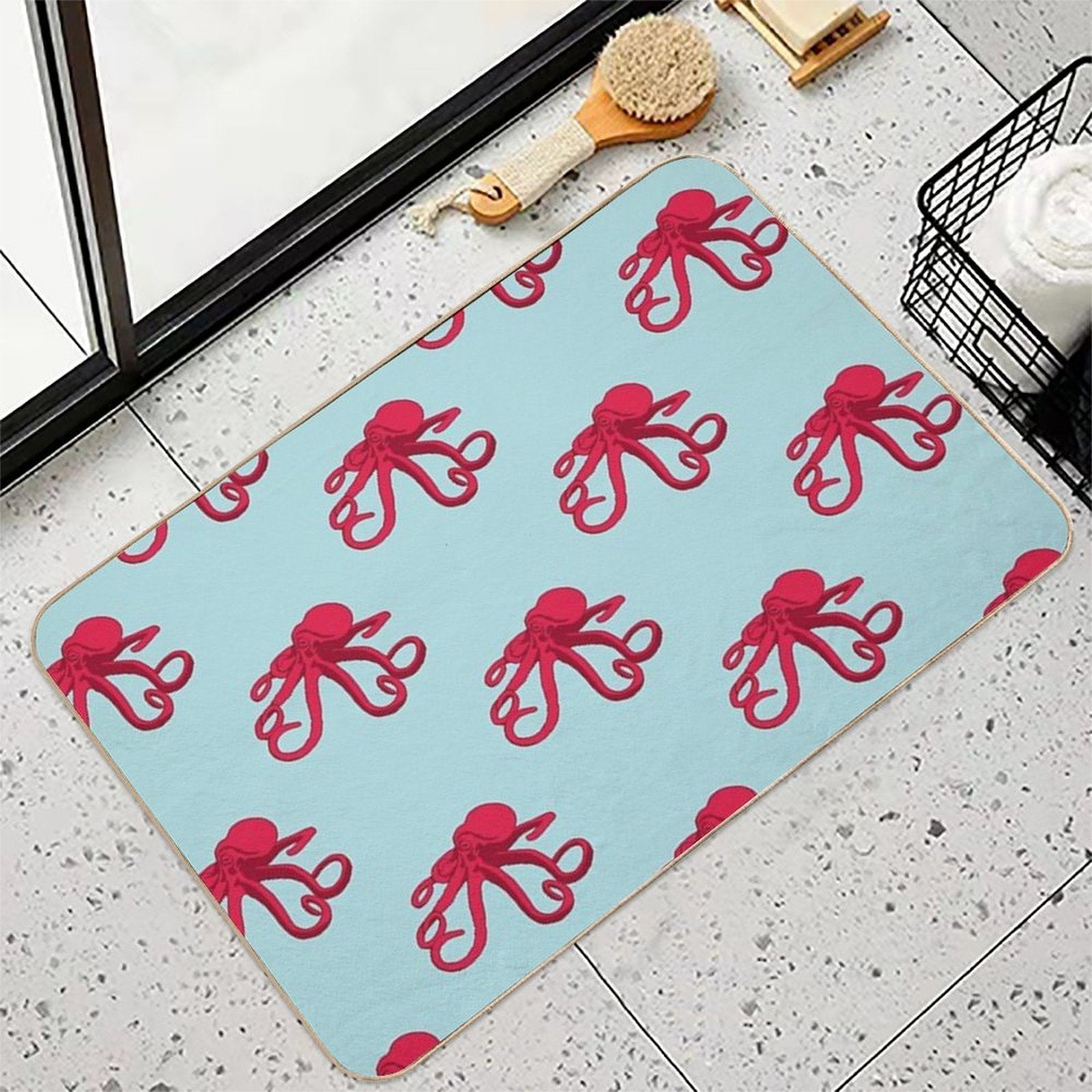 Red Octopus  Absorbent Bath Mat