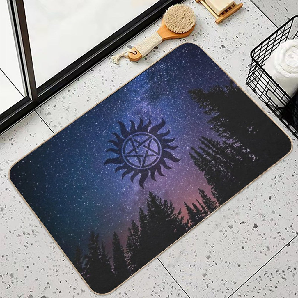 Anti Possession - Forest Starry Night Sky  Easy To Clean Bath Mat
