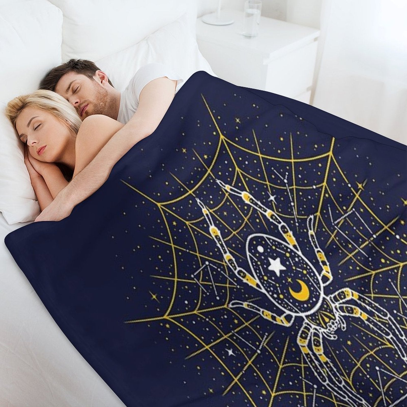 Celestial Spider on Starry Web Easy Care Throw Blanket
