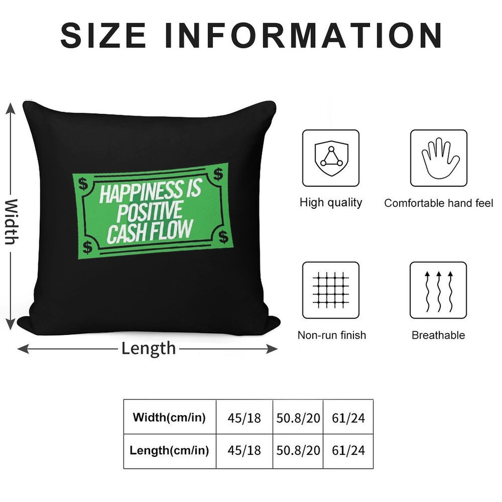 Happiness Is Positive Cash Flow Money Quote Soft Durable Construction Throw Pillow