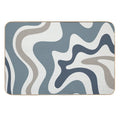 Liquid Swirl Contemporary Abstract in Neutral Blue Grey on Nearly White  Absorbent Bath Mat