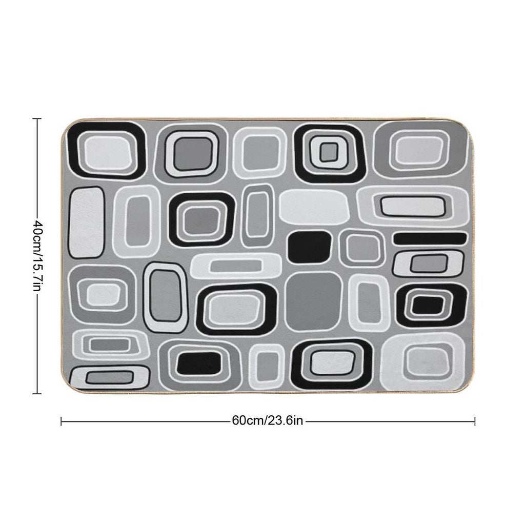 Black White Gray Mid Century Modern Geometric Print - Rectangles Squares  Long-Lasting Bath Mat