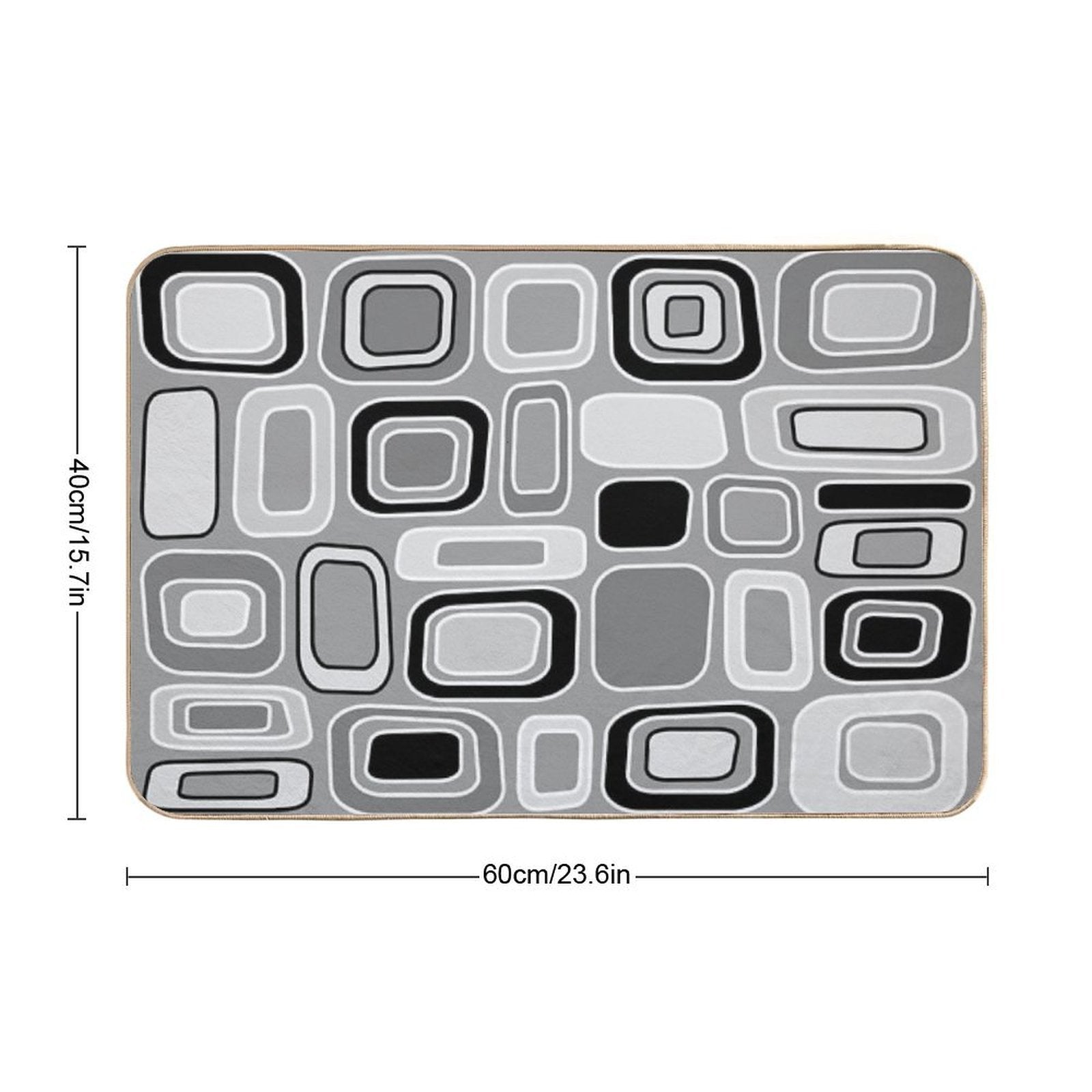 Black White Gray Mid Century Modern Geometric Print - Rectangles Squares  Long-Lasting Bath Mat